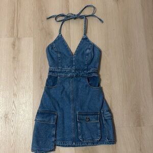 Bardot Cargo Denim Mini Dress